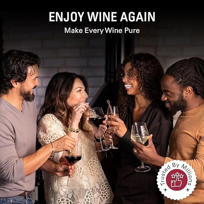 PureWine Wine Wands Purifier, 3 Filters Remover Histamines Sulfite - May Reduce and Alleviate Allergies & Sensitivities - Restores Taste, Perfect Wine Pour, Gifting, Holiday