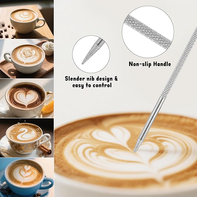 MiShoo® Milk Frothing Pitcher, 20oz Steaming Pitcher 304 Stainless Steel Espresso Machine Accessories for Coffee Bar, Cappuccino Barista Tools Milk Jug Steamer Frother Cup with Latte Art Pen