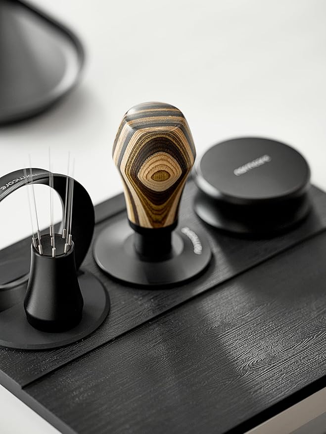 Normcore 58mm Espresso Tamper V4.1, Spring Loaded Coffee Tamper Compatible with 58mm Portafilter Baskets, Titanium PVD Coating Flat Base, Colorful Wood Handle