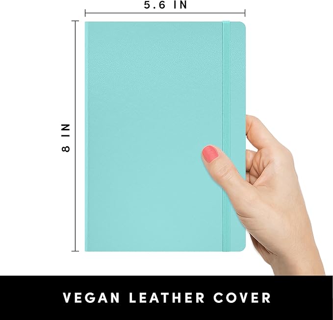 PAPERAGE Lined Journal Notebook, (Mint), 252 Pages, Medium 5.6 in x 8 in - 100 GSM Thick Paper – Hardcover Journaling Notebook for Work, School & Note Taking