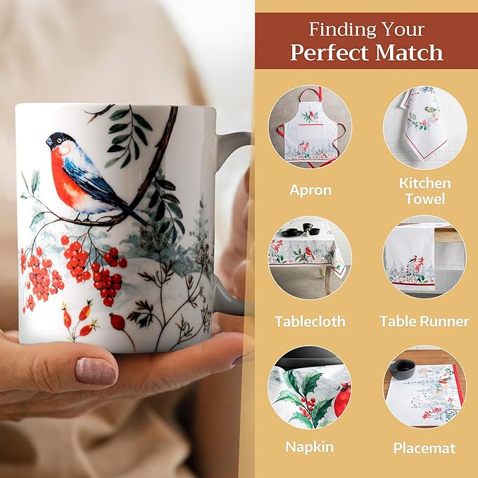Maison d' Hermine Coffee Mug with Handles Fine Bone China Mugs Pack of One Tea Cups for Hot Beverages Cappuccino Latte Home Restaurant Office Perfect for Gift (Morzine - Morzine, 15 Ounce)