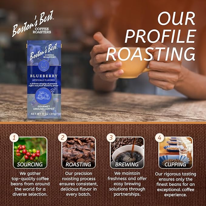 Boston’s Best Coffee - Blueberry Flavored Delicious Gourmet Premium Ground Coffee, 11 oz. / 311 g Bag