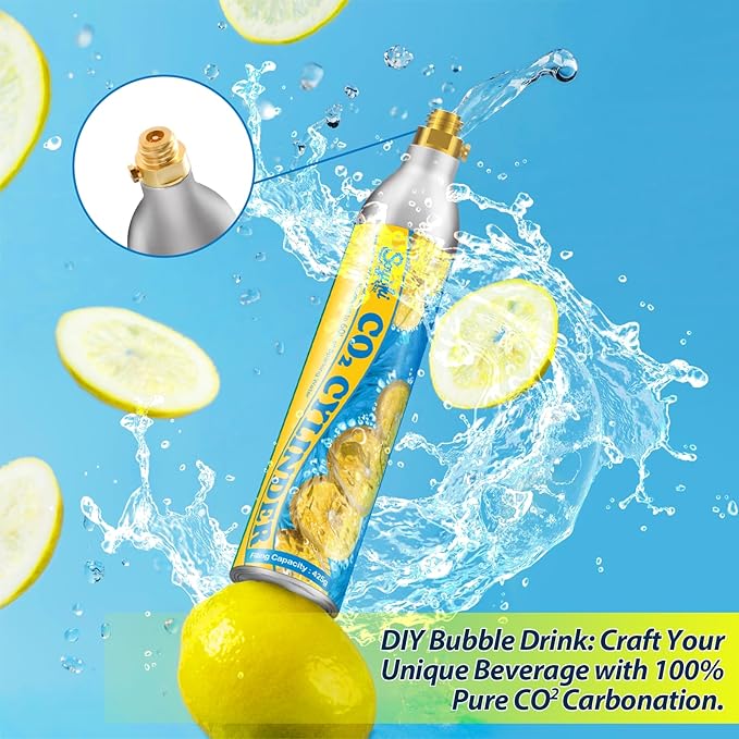 60L Co2 Cartridges Cylinder Compatible with All 'Screw-In' Soda Streaming Maker Co2 tanks 14.5oz Threaded CO2 Cartridge canister Sparkling Water Carbonates Set of 6