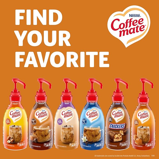 Nestle Coffee mate Coffee Creamer, Salted Caramel Chocolate, Concentrated Liquid Pump Bottle, Non Dairy, No Refrigeration, 50.7 oz (Pack of 2)