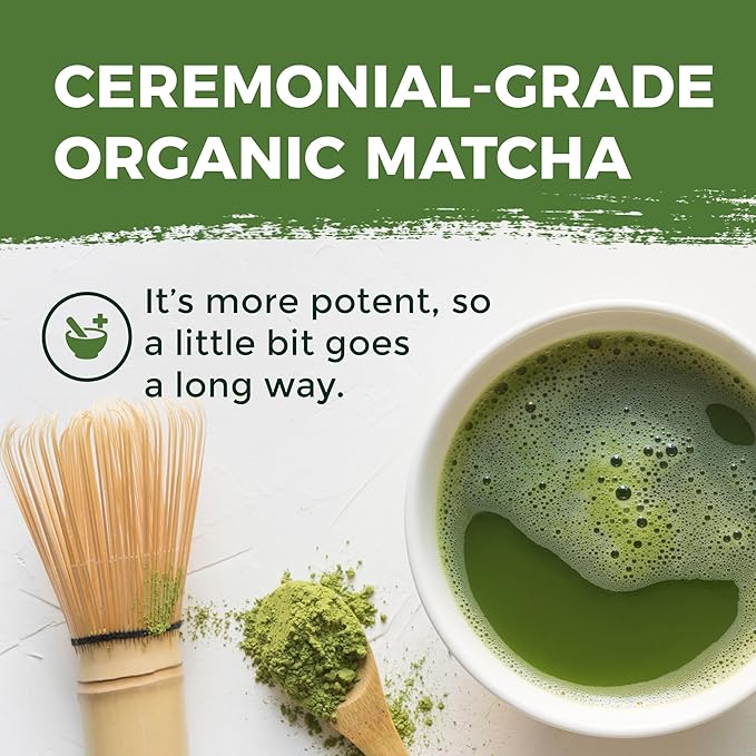 ETANATURE Premium Ceremonial Grade Matcha Powder - Matcha Green Tea Powder for Metabolism, Brain and Sleep - JAS Certified Matcha Grade from Japan Kagoshima Farms 60 Servings - Ceremonial Tea 60g