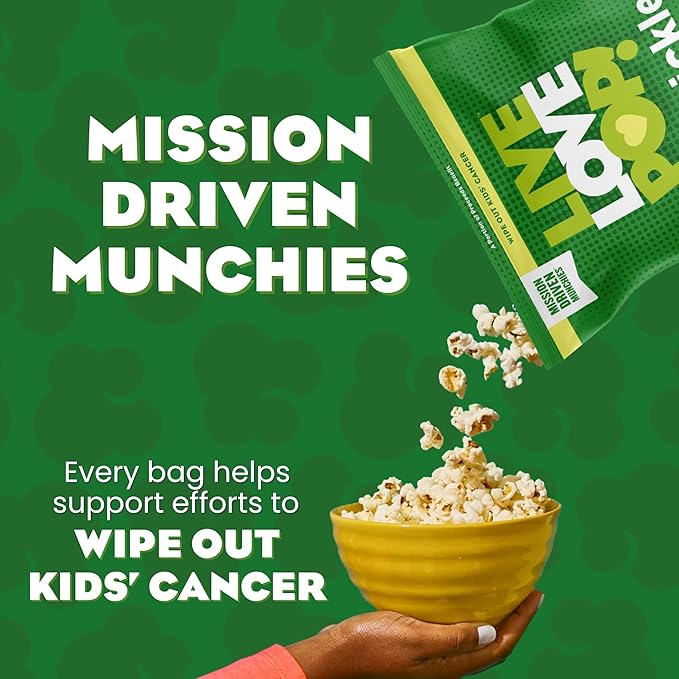 Live Love Pop Dill Pickle Flavored Gourmet Popcorn, 1.0 Oz (Pack of 12), Individual Snack Size Bags, Healthy Snack, Gluten Free, Vegan & Non-GMO, Mission Driven Munchies
