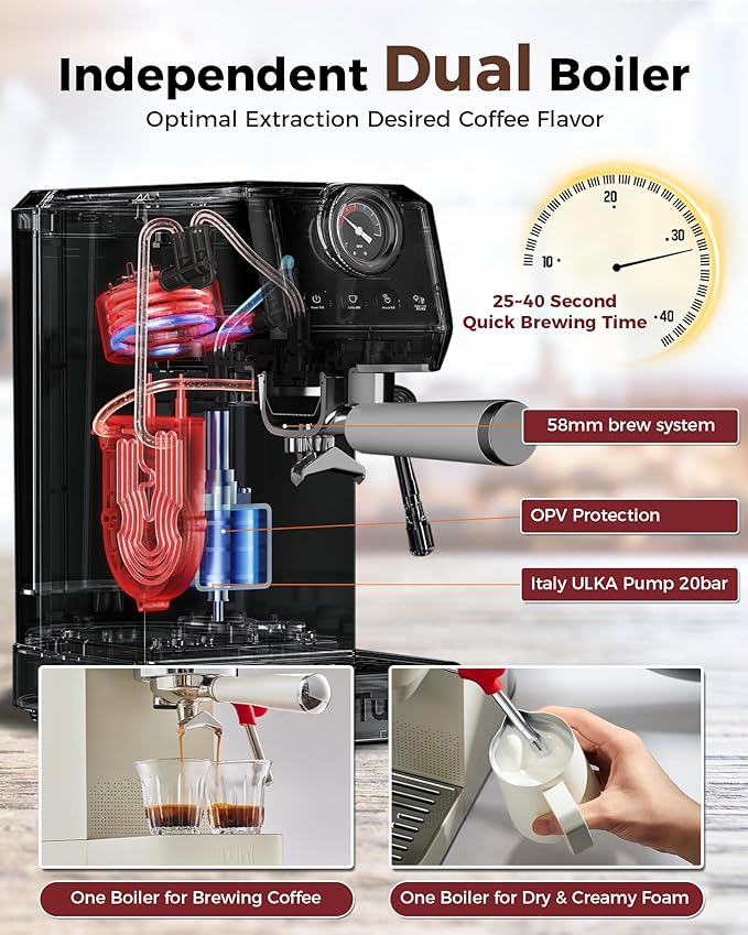 Tuni E2 𝑬𝒔𝒑𝒓𝒆𝒔𝒔𝒐 𝑴𝒂𝒄𝒉𝒊𝒏𝒆 with G1 𝑪𝒐𝒏𝒊𝒄𝒂𝒍 𝑪𝒐𝒇𝒇𝒆𝒆 𝑮𝒓𝒊𝒏𝒅𝒆𝒓 and 𝑩𝒐𝒕𝒕𝒐𝒎𝒍𝒆𝒔𝒔 𝑷𝒐𝒓𝒕𝒂𝒇𝒊𝒍𝒕𝒆𝒓 Combo Set | 48 Grind Settings | Professional Home Barista Kit