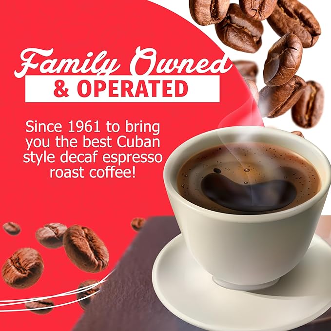 Café Aroma Decaf Dark Roast Espresso Ground Coffee, Authentic Cuban Style Coffee, Vacuum Sealed, 8.8oz, Perfect for Hot and Iced Coffee, 24-Pack
