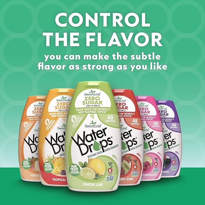 SweetLeaf Water Drops, Lemon Lime – Water Enhancer, Sugar Free Stevia Water Flavoring Drops, 1.62 Oz Ea (Pack of 6)