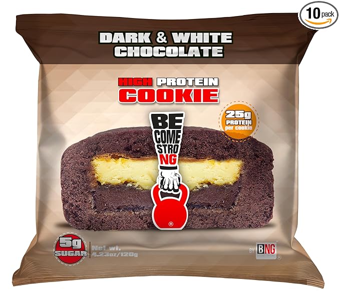 Become Strong High Protein Cookies, 25g Protein, 3g Sugar, BNG Cookies (10 ct.) (Dark and White Chocolate)