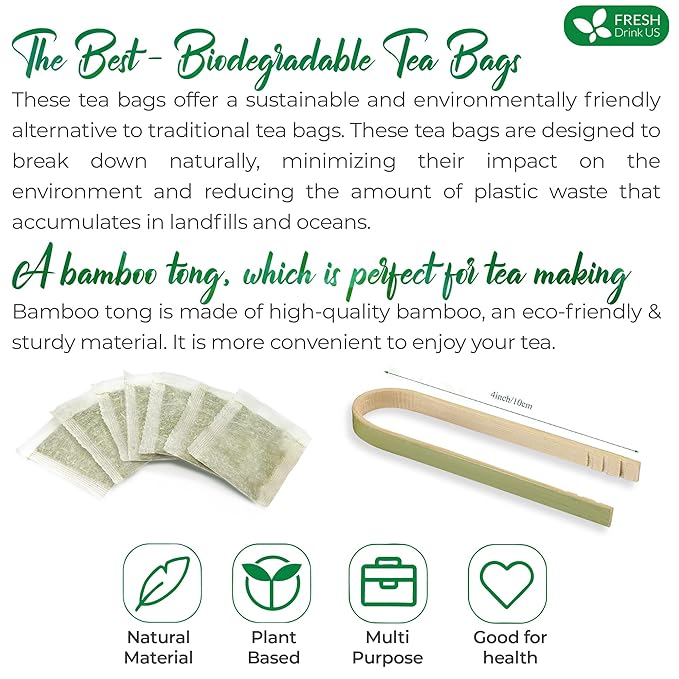 FreshDrinkUS, Premium 135 Lotus Leaf Tea Bags, 100% Natural & Pure from Lotus Leaves. Loose Leaf Lotus Herbal Tea. Made with Eco-Conscious Tea Bags. No Sugar, No Caffeine, No Gluten, Vegan.