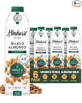 Elmhurst 1925 Unsweetened Almond Milk - 32 Ounce (Pack of 6) Dairy-Free, Vegan, Kosher, No Added Sugar, Shelf Stable Milk Made with Water & Almonds for Healthier, Simpler Plant-Based Alternatives