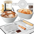 Sourdough Starter Kit with Jar – Complete Sourdough Bread Baking Supplies for Beginners, Includes 2 Silicone Proofing Baskets Baking Mat Sour Dough Kit - Gray