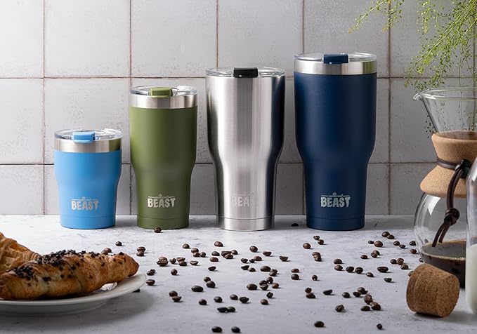 Beast 20 oz Tumbler Stainless Steel Vacuum Insulated Coffee Ice Cup Double Wall Travel Flask (Navy Blue)