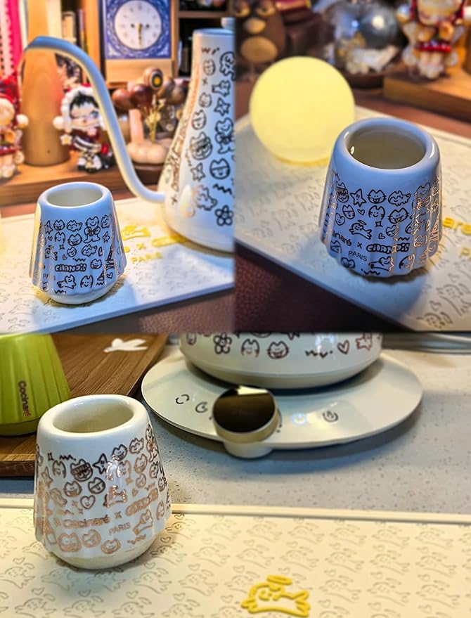 Cocinare x Chanoir KissCup Art Ceramic Espresso Cup – 2.2oz Demitasse Cup for Espresso, Pour-over coffee and Tea, Chanoir White, Art de Paris Collaboration