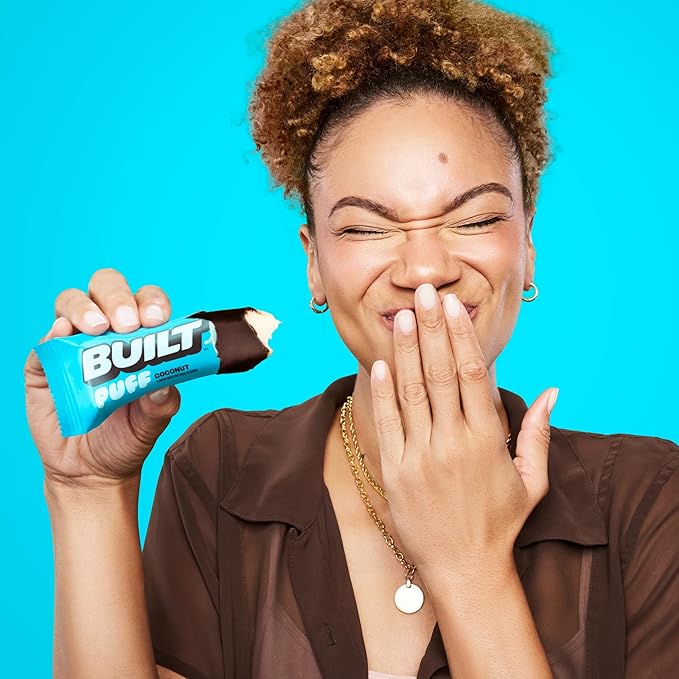 Built Bar, Puff Protein Bars, Coconut Puff, 17g Protein Snacks, On-The-Go Bars, Only 140 Calories, 6g Sugar, Collagen, Gluten Free, 12 Count