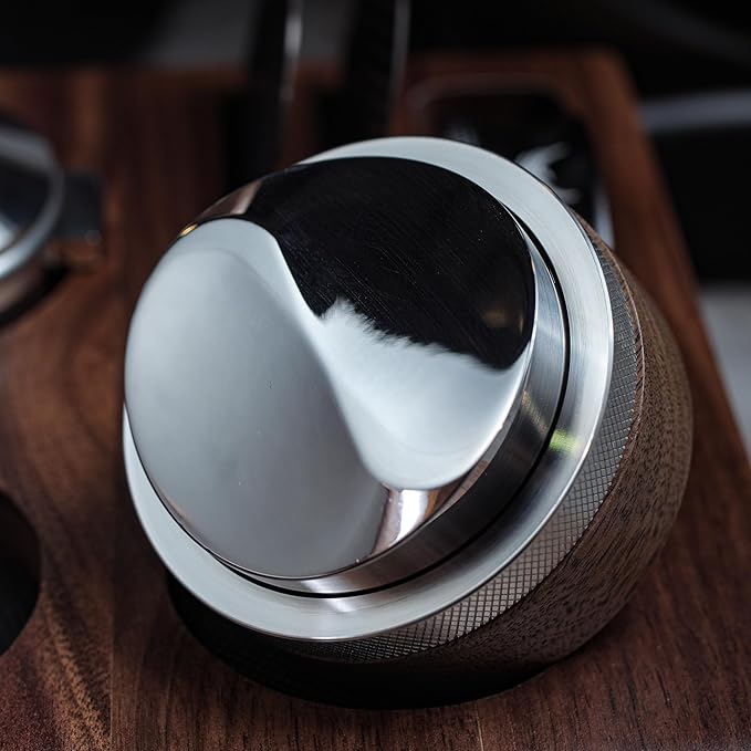 58.5mm Espresso Distributor Walnut Coffee Distribution Tool Adjustable Depth Stainless Steel Espresso Leveler Premium Espresso Machine Accessories For Coffee Bar