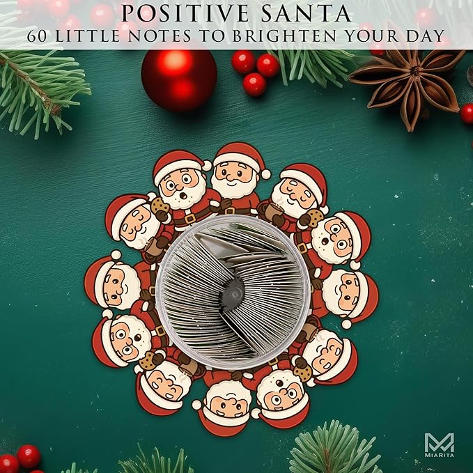Positive Santa Jar – 60 Funny Emotional Support Santa Jar- Christmas Gifts for Teens, Women, Men, Coworkers, Teachers, Sisters, Friends – Christmas Stocking Stuffer for Teen Girls, Boys