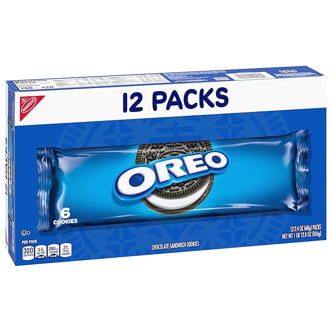 OREO Chocolate Sandwich Cookies, School Lunch Box Snacks, 2.4 Ounce (Pack of 12)