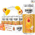 ShineWater Peach Mango Vitamin D Electrolyte Drink | Zero Sugar Hydration Beverage with Magnesium, Zinc & Antioxidants | Low Calorie Plant-Based Vitamin Water | 12 Pack