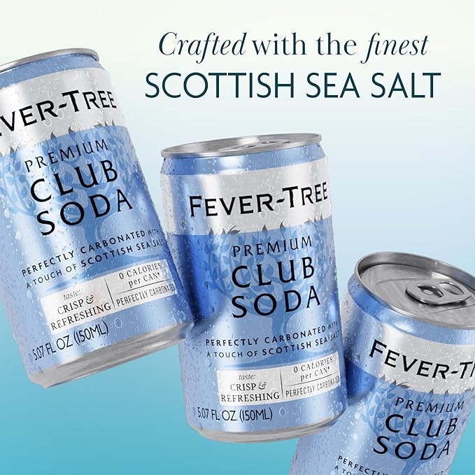 Fever-Tree Club Soda - Premium Quality Mixer - Refreshing Beverage for Cocktails & Mocktails. Naturally Sourced Ingredients, No Artificial Sweeteners or Colors - 5.1 Fl Oz - Pack of 24