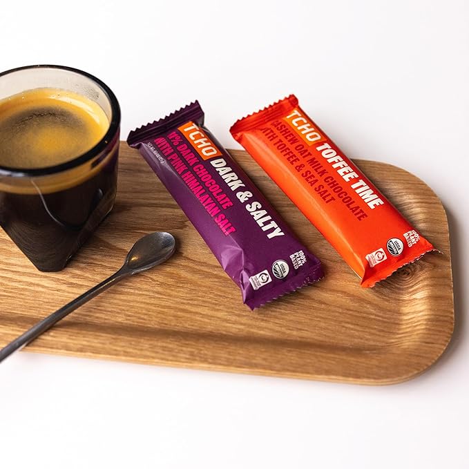 TCHO Singles Variety Pack - Plant Based, Organic Chocolate Singles - Vegan, Gluten-Free, Soy-Free - Handcrafted Pure Cacao Bars - Chocolate Bars - 18 Count - Holy Fudge, Toffee Time, Dark & Salty, Perfect Matcha (Pack of 4)