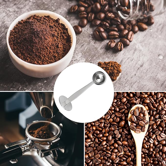 DFD 2-Inch-1 Coffee Scoops, 304 Stainless Steel Tablespoon Measure Spoon with Pressed Bottom for Coffee Bean Press Coffee Grinding Pressing（Silver15 ml）