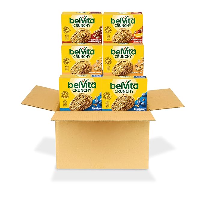 belVita Breakfast Bars Biscuits Variety Pack, 4 Flavors, 30 Total Packs, Christmas Stocking Stuffers, 6 Boxes (4 Biscuits Per Pack)