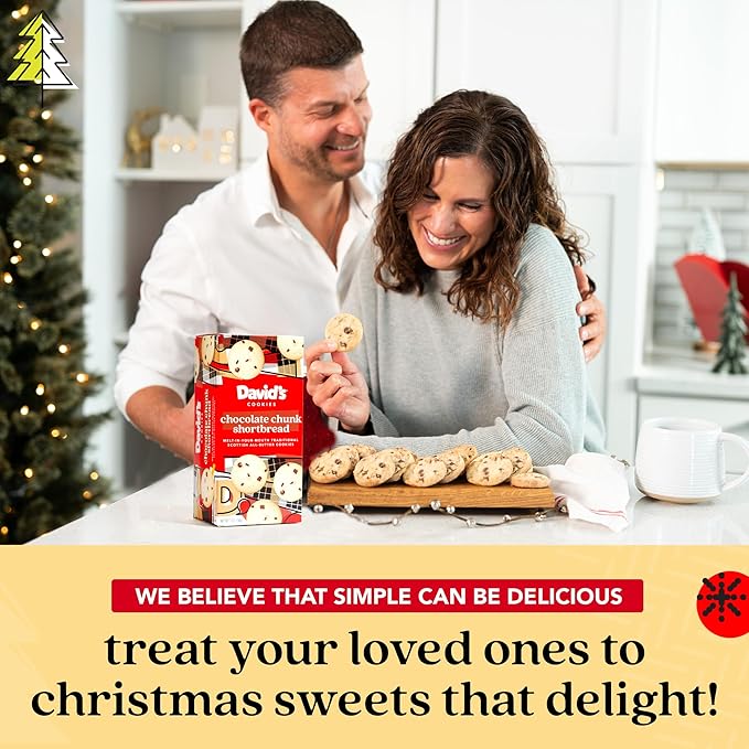 David's Cookies Mini Shortbread Chocolate Chunk Cookies 1 Pack - Traditional Scottish Style Butter Cookies, OU Kosher Certified, Decadent Gourmet Shortbread Cookie Snack Box for Tea, Coffee, & Gifting