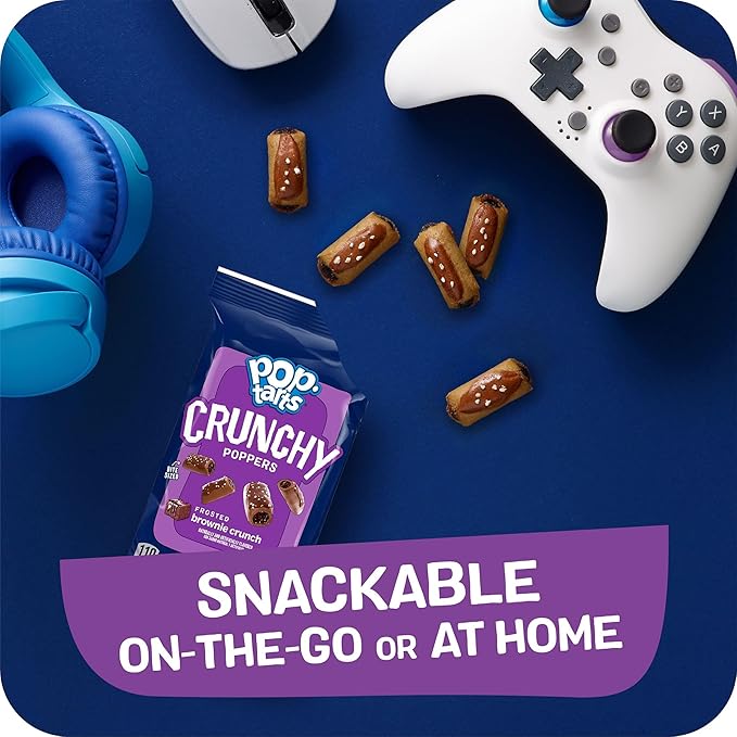 Pop-Tarts Crunchy Poppers Crunchy Filled Snack Pieces, Kids Snacks, On-the-Go, Frosted Brownie Crunch (6 Boxes, 30 Pouches)