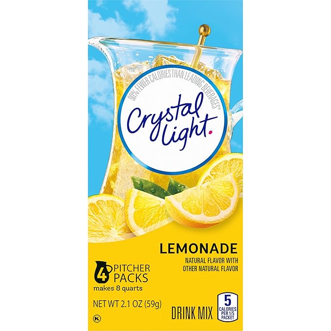 Crystal Light Sugar-Free Lemonade Naturally Flavored Powdered Drink Mix 48 Count Pitcher Packets