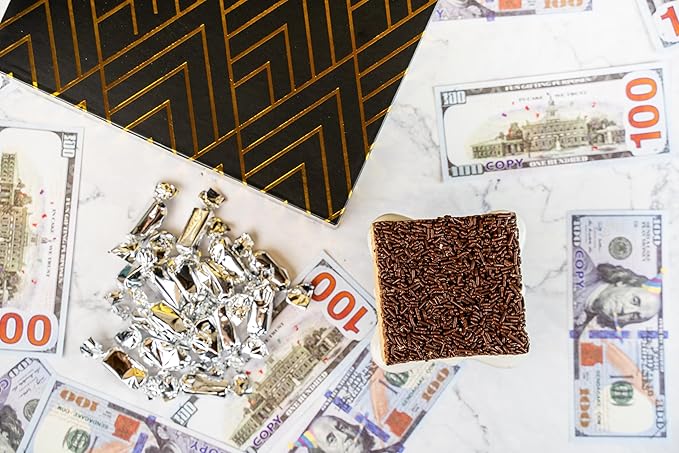 Luxe Billionaire Birthday Gift Box by Send A Cake – Music Box with Shooting Birthday Bills, Sweet Caramels & 3" Chocolate Sprinkle Crispy Cake – Ready-to-Gift, No Assembly, Gift for Women, Men & Kids