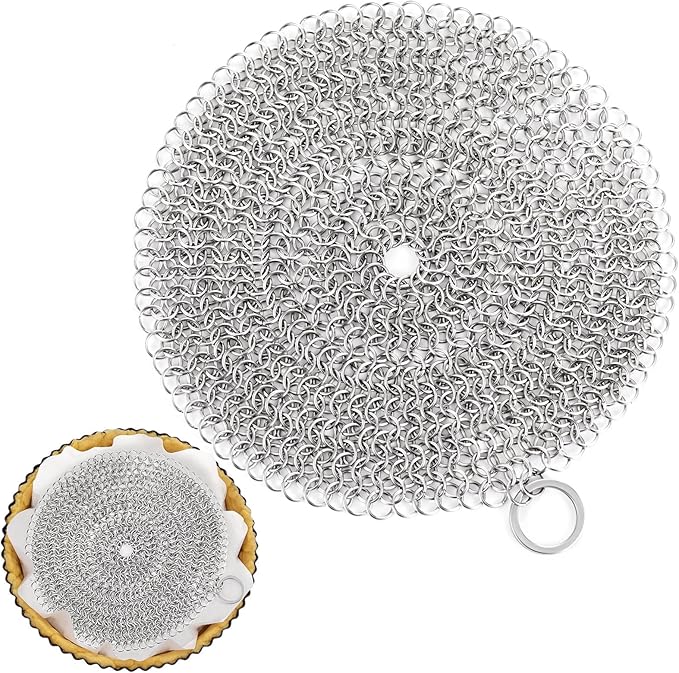 Patelai 1 Pcs Stainless Steel Pie Weights for Baking Universal Fit Pie Weight for 7-10 Inch Pies Round Metal Pies Weights Chain Dishwasher Safe Durable Blind Baking Dough Cooking Pastry (8 Inch)