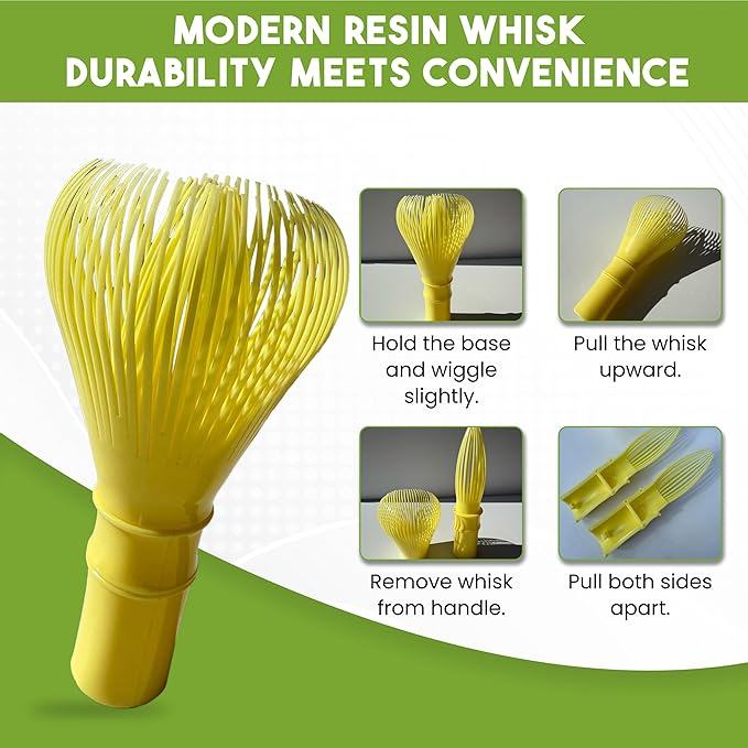 HAPPY PATH & CO Matcha Whisks for Japanese Matcha Tea - 100 prong Bamboo & Resin Whisk for Latte | Chasen Matcha Whisk | Traditional & Modern Whisks | Sustainable & Reusable Whisks for Koicha, Usucha