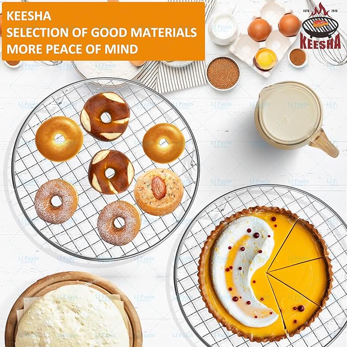 Cooling Rack - 10" & 8.3" 304 Stainless Steel Dish Rack for Cooking and Baking - Premium Steamer Rack, Canning Rack - Stackable Cake Cooling Rack - Set of 2