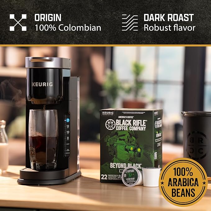 Black Rifle Coffee Company Dark Roast K Cups - Single Serve K Cups Coffee Pods - Kcup Pods Compatible with Keurig 1.0 & 2.0 - Made from Pure Arabica Beans (Beyond Black, 84 Count)