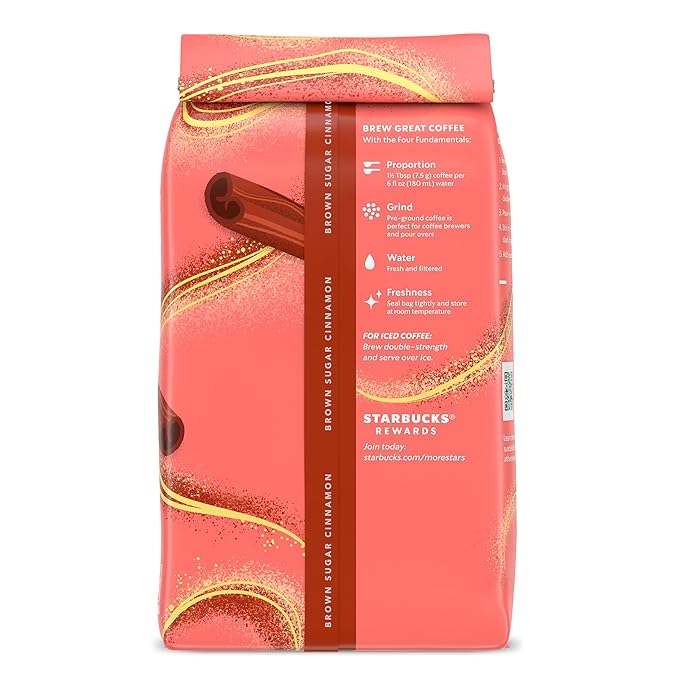 Starbucks Ground Coffee, Brown Sugar Cinnamon Naturally Flavored Coffee, 100% Arabica, Limited Edition, 6 Bags (11 Oz Each)