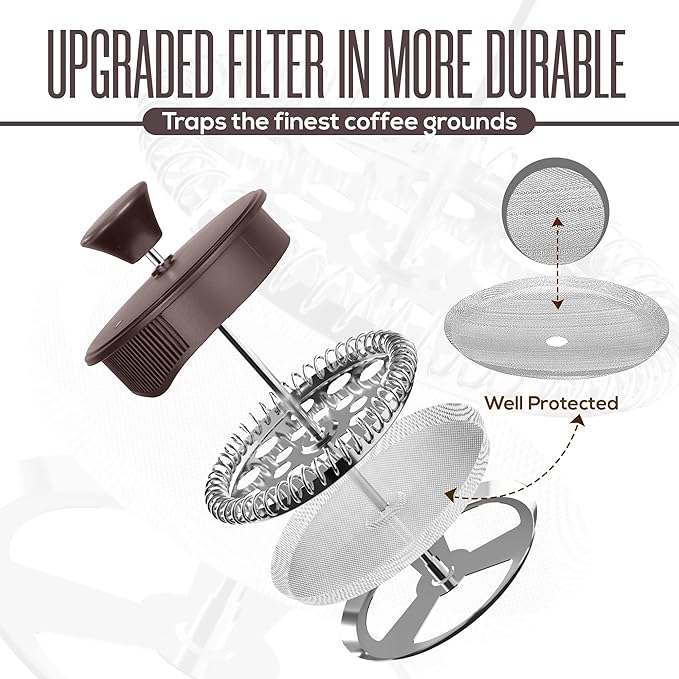 Utopia Kitchen 12 Ounce 0.35 Liter French Press Coffee Maker, Tea Maker, Travel Coffee Presses, Heat Resistant Thickened Borosilicate Coffee Pot for Camping Travel Gifts, Deep Taupe Pack of 1