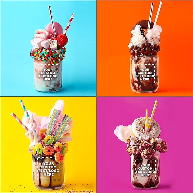 DISCOUNT PROMOS Custom Decorating Mason Jars 12 oz. Set of 100, Personalized Bulk Pack - Glass Jars for Overnight Oats, Candies, Fruits, Pickles, Spices, Beverages - Clear