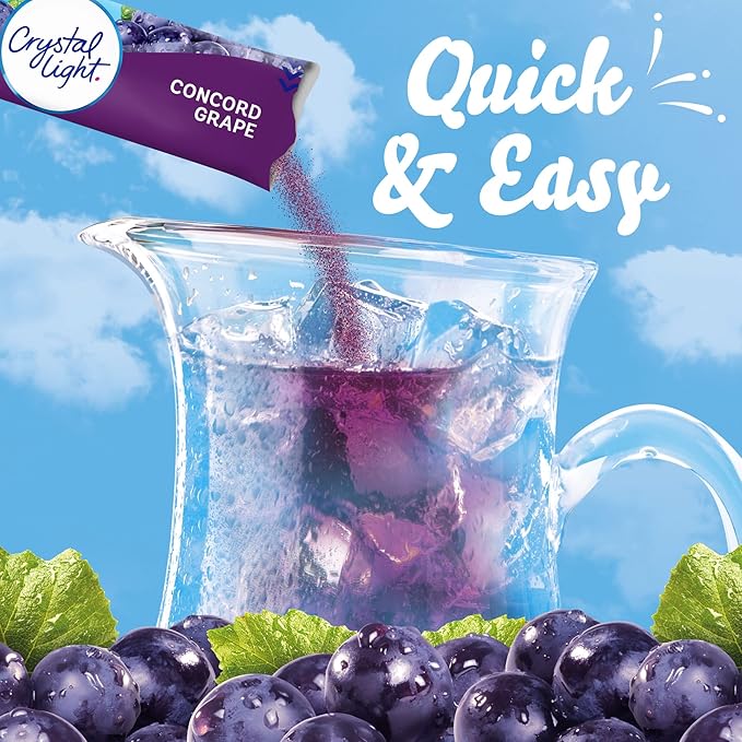 Crystal Light Sugar-Free Concord Grape Low Calories Powdered Drink Mix 6 Count Pitcher Packets (Pack of 4)