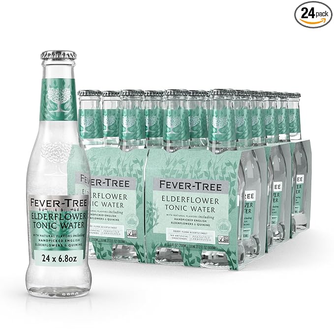 Fever-Tree Tonic Water Glass Bottles, Elderflower, 163.2 Fl Oz