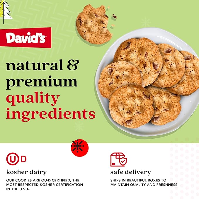 David's Cookies Merry Christmas Thin And Crispy Cookies in Mini Sweet Sampler Tin – Delicious Gourmet Crunchy Cookies, Festive Food Gift For Friends, Family – Christmas Treats For Holiday Gatherings