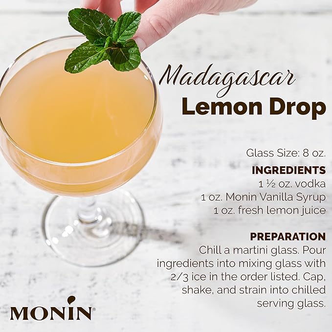 Monin - Vanilla Syrup, Versatile Flavor, Great for Coffee, Shakes, and Cocktails, Gluten-Free, Non-GMO (1 Liter)