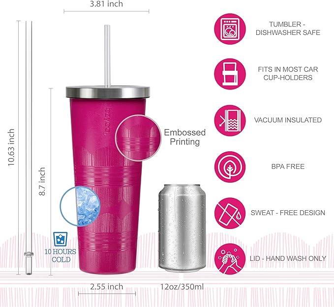 bzyoo SUP Vacuum Insulated Tumbler with Straw and Lid Stainless Steel Water Bottle Cold Drink Travel Mug Cup Gifts For Him & Her 24oz (710ml) Color: Scribe Purple