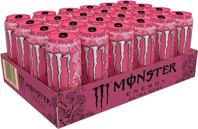 Monster Energy Ultra Rosa, Sugar Free Energy Drink, 16 Ounce (Pack of 24)