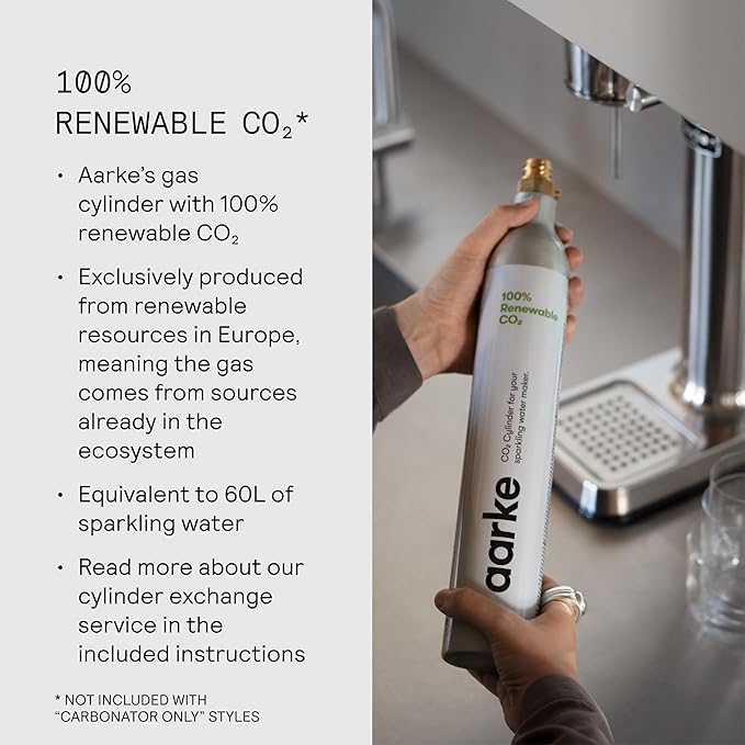 Aarke Carbonator lll, Sparkling & Carbonation Water Machine, Stainless Steel with PET BPA-Free Reusable Bottle Volume 1L/34 fl oz (Hammertone Grey)
