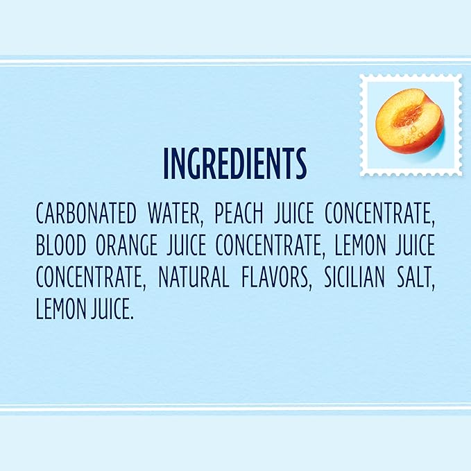 Sanpellegrino CIAO Peach Sparkling Water, Low-Calorie Italian Sparkling Water with Real Fruit Juices, 0g Added Sugar, 24-Pack