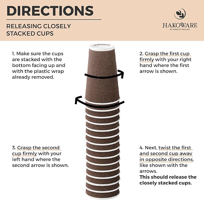 [400 SET]Harvest Pack 12 oz Disposable Coffee Cups, Insulated Ripple Double-Walled Paper Cup with Lid, Brown Geometric, Tea Hot Chocolate Drinks To go coffee cups