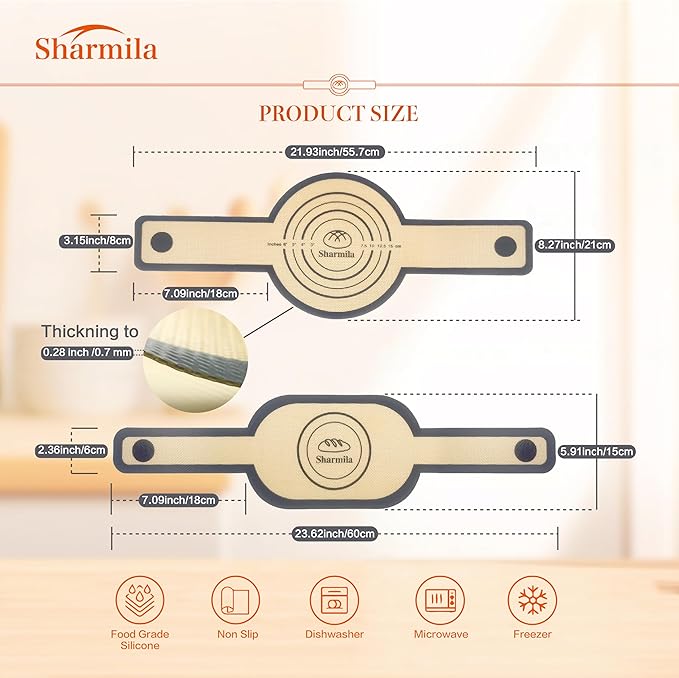 Silicone Bread Sling for Dutch Oven - Non-Stick & Heat Resistant, 2Pcs Oval and Round Reusable With Long Handles for Transfer Sourdough