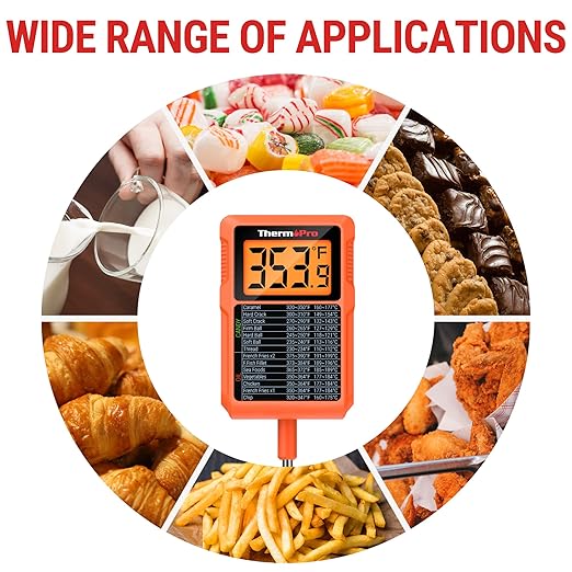 ThermoPro TP510 Waterproof Digital Candy Thermometer with Pot Clip, 10" Long Probe Instant Read Food Cooking Meat Thermometer for Grilling Smoker BBQ Deep Fry Oil Thermometer